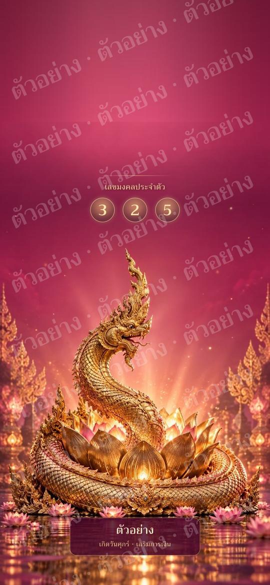 ตัวอย่าง wallpaper มงคลคนเกิดวันศุกร์ เสริมการเงิน โชคลาภ สีชมพู แบบพญานาค