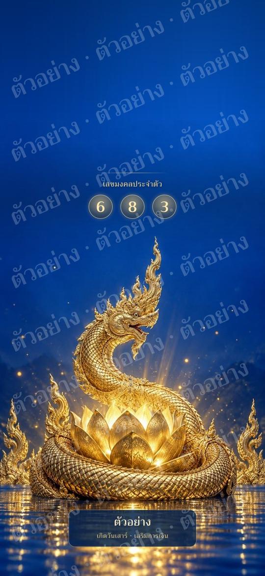 ตัวอย่าง wallpaper มงคลคนเกิดวันเสาร์ เสริมการเงิน โชคลาภ สีฟ้า แบบพญานาค