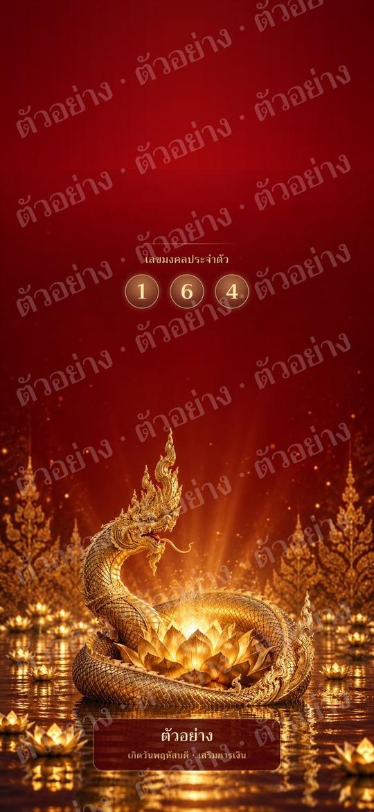 ตัวอย่าง wallpaper มงคลคนเกิดวันพฤหัสบดี เสริมการเงิน โชคลาภ สีแดง แบบพญานาค