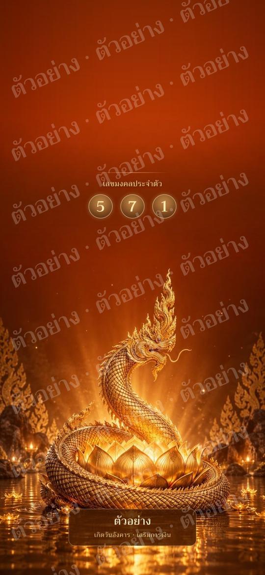 ตัวอย่าง wallpaper มงคลคนเกิดวันอังคาร เสริมการเงิน โชคลาภ สีส้ม แบบพญานาค