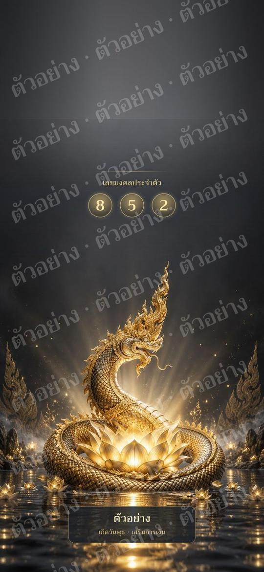 ตัวอย่าง wallpaper มงคลคนเกิดวันพุธกลางวัน เสริมการเงิน โชคลาภ สีเทา แบบพญานาค
